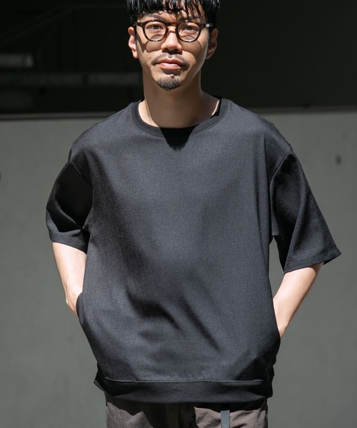 URBAN RESEARCH ROSSO MEN(アーバンリサーチロッソメン)の「『セットアップ対応』『XLサイズあり』『WEB限定』LINEN LIKEリラックスリブTシャツ(Tシャツ/カットソー・メンズ・ブラック/ベージュ・MEDIUM/LARGE/X-LARGE)」の3枚目の写真