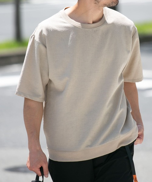 URBAN RESEARCH ROSSO MEN(アーバンリサーチロッソメン)の「『セットアップ対応』『XLサイズあり』『WEB限定』LINEN LIKEリラックスリブTシャツ(Tシャツ/カットソー・メンズ・ブラック/ベージュ・MEDIUM/LARGE/X-LARGE)」の12枚目の写真