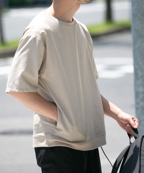 URBAN RESEARCH ROSSO MEN(アーバンリサーチロッソメン)の「『セットアップ対応』『XLサイズあり』『WEB限定』LINEN LIKEリラックスリブTシャツ(Tシャツ/カットソー・メンズ・ブラック/ベージュ・MEDIUM/LARGE/X-LARGE)」の11枚目の写真