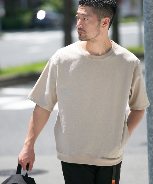 URBAN RESEARCH ROSSO MEN(アーバンリサーチロッソメン)の「『セットアップ対応』『XLサイズあり』『WEB限定』LINEN LIKEリラックスリブTシャツ(Tシャツ/カットソー・メンズ・ブラック/ベージュ・MEDIUM/LARGE/X-LARGE)」の10枚目の写真