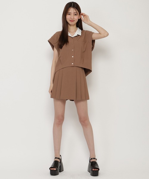 REDYAZEL（レディアゼル）の「【セットアップ可能】配色ベルトプリーツショートスカパン（その他パンツ・レディース・ブラウン/グレー/ブルー・FREE）」の12枚目の写真