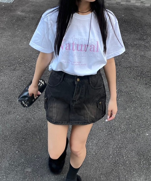 fiere（フィエール）の「英字プリント半袖Tシャツ（Tシャツ/カットソー・レディース・ホワイト/アイボリー/A・M/L/LARGE/MEDIUM/XL/SMALL）」の7枚目の写真