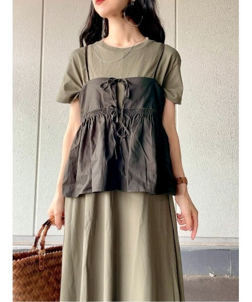 HONEYSUCKLE ROSE(ハニーサックルローズ)の「【HONEYSUCKLE ROSE】リボンデザインビスチェ(ベスト・レディース・オリーブ/ブラック・M/L/XL)」の9枚目の写真
