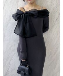 dazzlin | ボリュームアシメリボンニットワンピース(ワンピース)