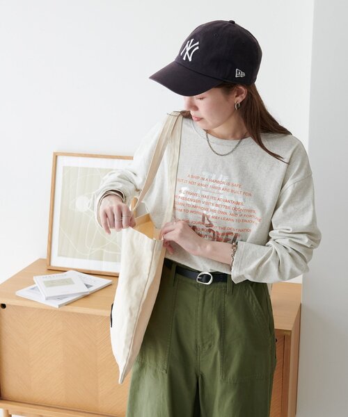 DISCOAT(ディスコート)の「【WEB限定】ハクプリントロングスリーブTシャツ(Tシャツ/カットソー・レディース・ライトベージュ/チャコールグレー/オフホワイト・FREE)」の16枚目の写真