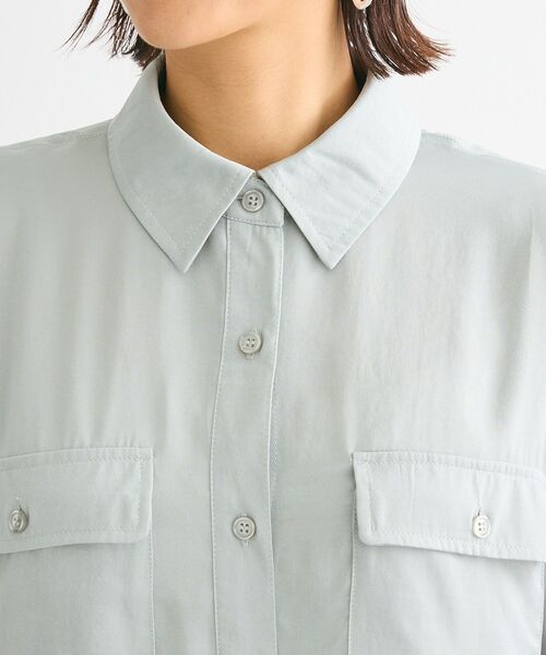 Sugar spoon（シュガースプーン）の「・SUGAR SPOON サテンオーバーシャツチュニック（チュニック・レディース・ベージュ/グリーン/ブラック/オフホワイト・FREE）」の11枚目の写真