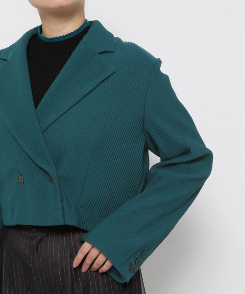 HARE プリーツショートジャケット ブルー HARE（ハレ）の「ショートジャケット＊プリーツスカートSET UP