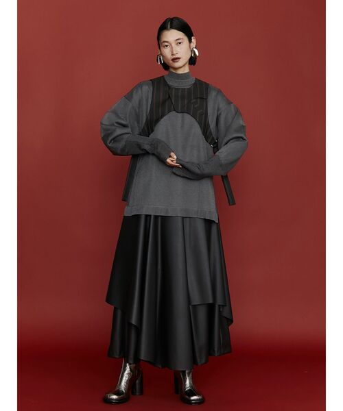 【未使用品】UN3D.アンスリード　レイヤードニット　ブラック UN3D.（アンスリード）の「レイヤードニットワンピース