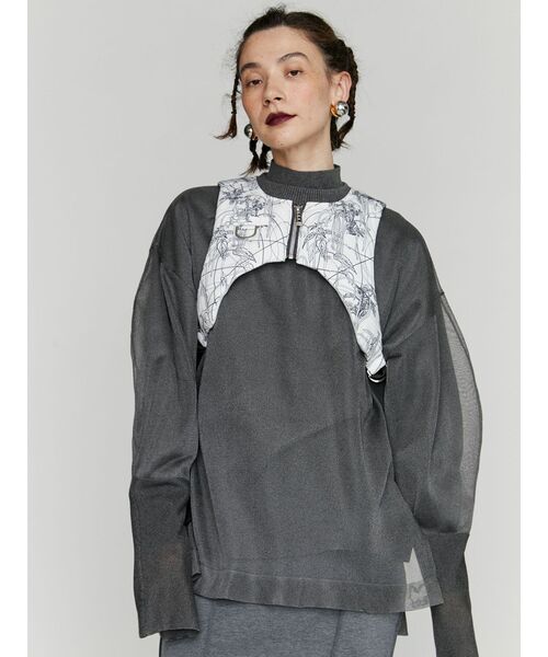 UN3D.(アンスリード)の「SEE THROUGH LAYERED KNIT / シースルーレイヤードニット(ニット/セーター・レディース・グレー/ブラック/グリーン・36/38)」の7枚目の写真