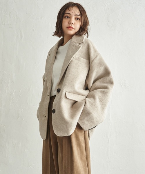 notch.（ノッチ）の「【 notch.by yui 】 シャギービッグテーラージャケット（テーラードジャケット・レディース・チャコール/ベージュ/ブラウン/ブラック/グレー/ライトグレー・M）」の14枚目の写真