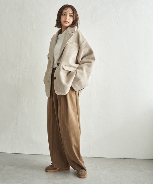 notch.（ノッチ）の「【 notch.by yui 】 シャギービッグテーラージャケット（テーラードジャケット・レディース・チャコール/ベージュ/ブラウン/ブラック/グレー/ライトグレー・M）」の20枚目の写真