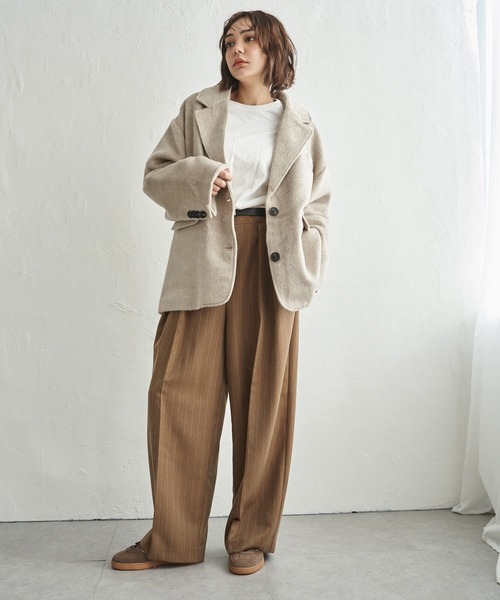 notch.（ノッチ）の「【 notch.by yui 】 シャギービッグテーラージャケット（テーラードジャケット・レディース・チャコール/ベージュ/ブラウン/ブラック/グレー/ライトグレー・M）」の22枚目の写真