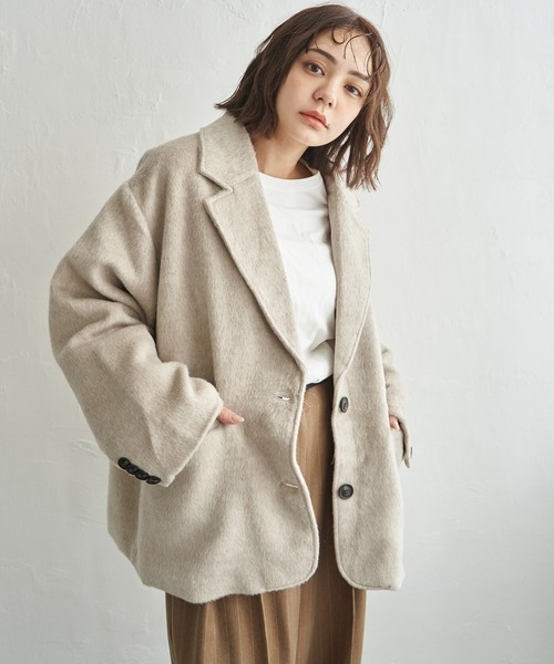 notch.（ノッチ）の「【 notch.by yui 】 シャギービッグテーラージャケット（テーラードジャケット・レディース・チャコール/ベージュ/ブラウン/ブラック/グレー/ライトグレー・M）」の12枚目の写真