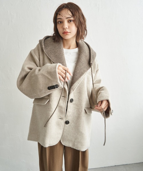 notch.（ノッチ）の「【 notch.by yui 】 シャギービッグテーラージャケット（テーラードジャケット・レディース・チャコール/ベージュ/ブラウン/ブラック/グレー/ライトグレー・M）」の16枚目の写真