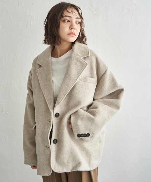 notch.（ノッチ）の「【 notch.by yui 】 シャギービッグテーラージャケット（テーラードジャケット・レディース・チャコール/ベージュ/ブラウン/ブラック/グレー/ライトグレー・M）」の13枚目の写真