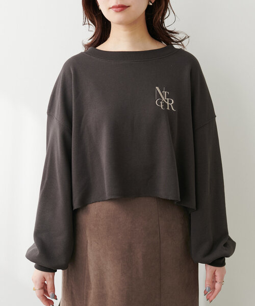 正規品♡レーヨンロゴ上下セット♡ダークグレー セール】【WEB限定】刺繍ロゴ裏毛プルオーバー（Tシャツ
