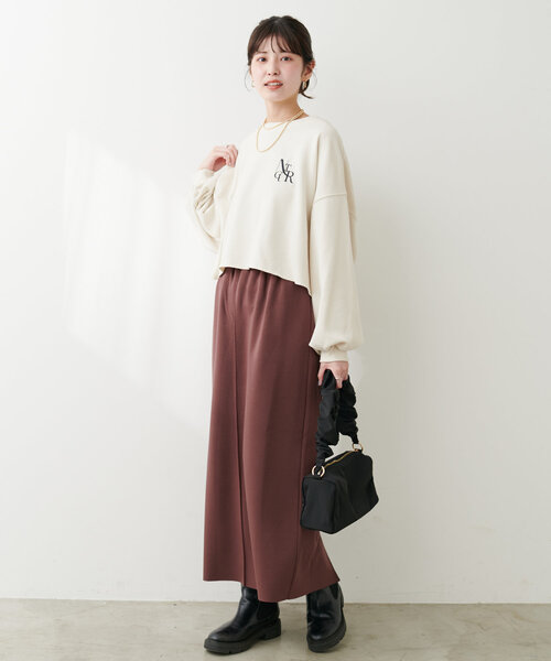 natural couture(ナチュラルクチュール)の「【WEB限定】刺繍ロゴ裏毛プルオーバー(Tシャツ/カットソー・レディース・モカ/ピンク/ライトベージュ/チャコールグレー・FREE)」の21枚目の写真