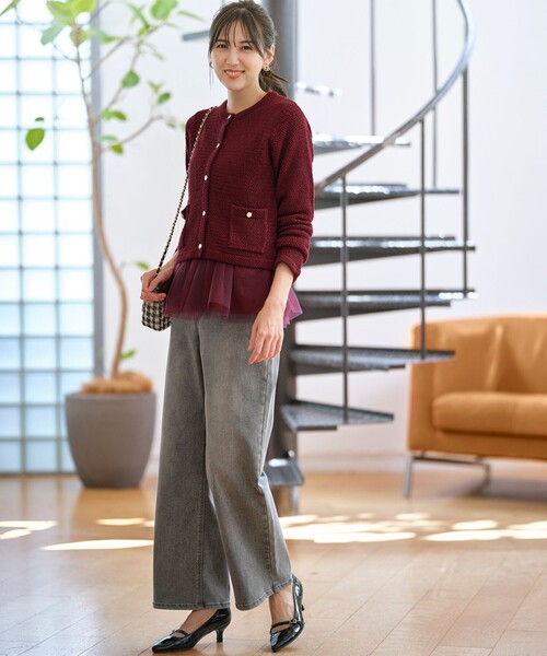 ANY SIS（エニィスィス）の「【2SET】チュールインナー ツイン（アンサンブル・レディース・アイボリー系/ブラック系/ワイン系・4）」の6枚目の写真