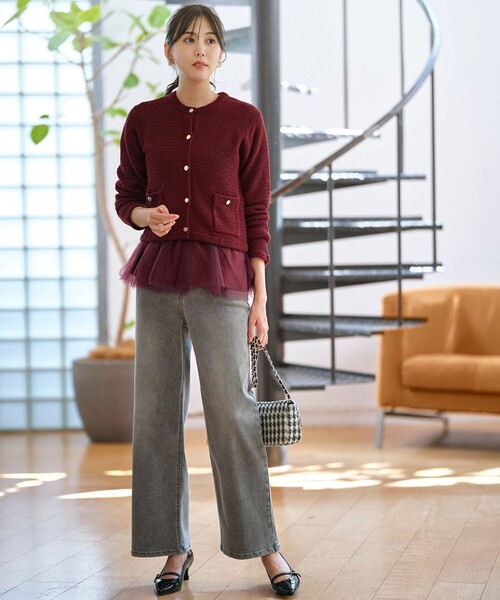 ANY SIS（エニィスィス）の「【2SET】チュールインナー ツイン（アンサンブル・レディース・アイボリー系/ブラック系/ワイン系・4）」の7枚目の写真