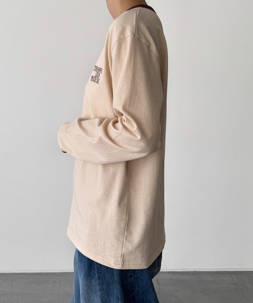 CANAL JEAN（キャナルジーン）の「Lakey Park　THE ANSWERリンガーロングTシャツ（Tシャツ/カットソー・レディース・ベージュ/ネイビー・ONE SIZE）」の12枚目の写真