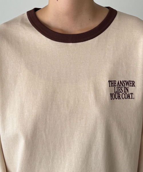 CANAL JEAN（キャナルジーン）の「Lakey Park　THE ANSWERリンガーロングTシャツ（Tシャツ/カットソー・レディース・ベージュ/ネイビー・ONE SIZE）」の14枚目の写真