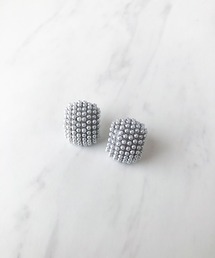 パールモチーフスクエアフープピアス