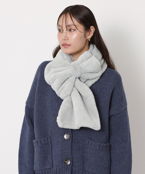 WEB限定】フェイクファーマフラー 'ビッグリボン' ギフト ラッピング