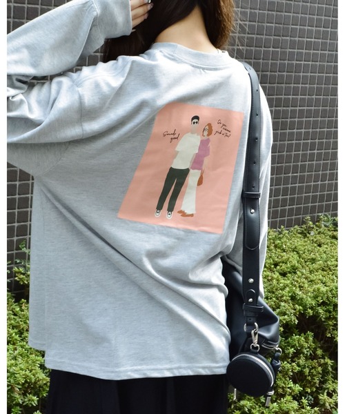 spiritoso(スピリトーゾ)の「ニュアンスカップル ロンT(Tシャツ/カットソー・レディース・ネイビー/杢グレー・FREE)」の1枚目の写真