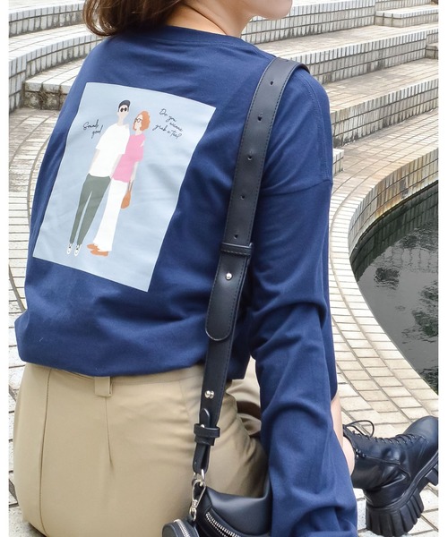 spiritoso(スピリトーゾ)の「ニュアンスカップル ロンT(Tシャツ/カットソー・レディース・ネイビー/杢グレー・FREE)」の2枚目の写真