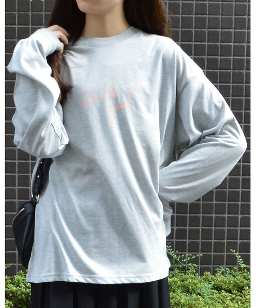 spiritoso(スピリトーゾ)の「ニュアンスカップル ロンT(Tシャツ/カットソー・レディース・ネイビー/杢グレー・FREE)」の4枚目の写真