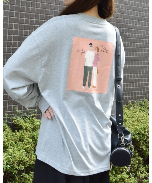 spiritoso(スピリトーゾ)の「ニュアンスカップル ロンT(Tシャツ/カットソー・レディース・ネイビー/杢グレー・FREE)」の6枚目の写真