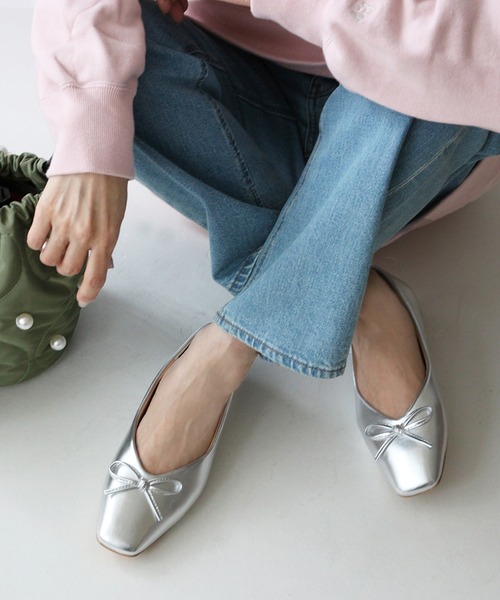【新品未使用】Fin スクエアトゥVカットバレエシューズ　24.5 Fin｜スクエアトゥVカットバレエシューズ | Rakuten Fashion