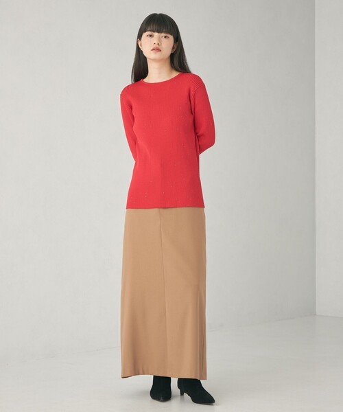 EMMEL REFINES（エメルリファインズ）の「＜EMMEL REFINES＞EM ミニスパンコール リブニット プルオーバー（ニット/セーター・レディース・ベージュ/レッド・FREE）」の6枚目の写真