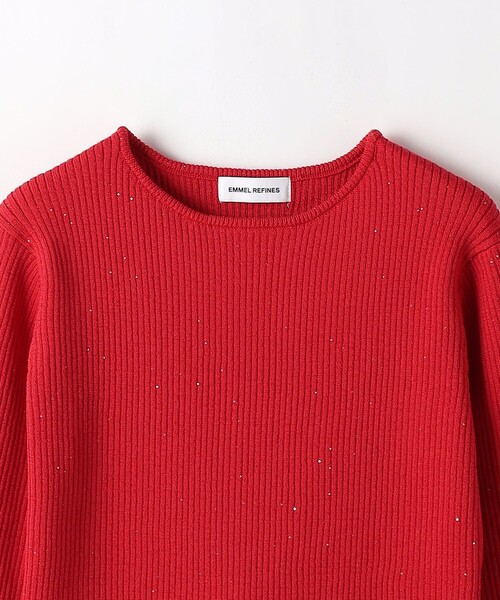 EMMEL REFINES（エメルリファインズ）の「＜EMMEL REFINES＞EM ミニスパンコール リブニット プルオーバー（ニット/セーター・レディース・ベージュ/レッド・FREE）」の16枚目の写真