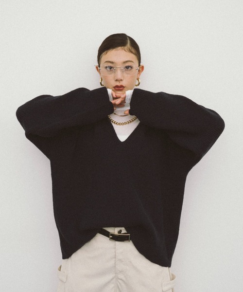 HANNE(アン)の「フーディーニットプルオーバー(ニット/セーター・レディース・ベージュ/ネイビー/ブルー・FREE)」の16枚目の写真