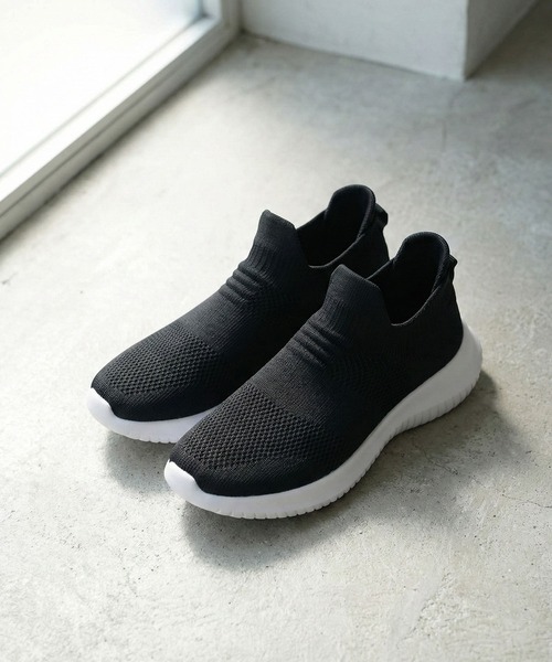AAA+Feminine(サンエープラスフェミニン)の「AAA+FEMININE ニットスニーカー(スニーカー・レディース・ベージュ/ネイビー/ブラック/ブラック系その他/グレー・35/36/37/39/40/41/42/43/44/38)」の1枚目の写真