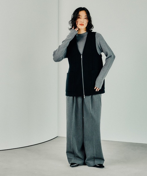 LEPSIM（レプシィム）の「ウールライクベスト　150334（ベスト・レディース・ブラック/チャコールグレー・FREE）」の9枚目の写真