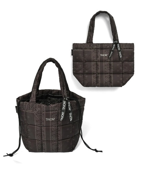 TAION（タイオン）の「【TAION】タイオン BASIC DOWN  SHIRRING TOTEBAG-S TAION-TOTE04A-S（トートバッグ・メンズ・その他1/その他2/その他3/その他4/レオパード/ブラック/その他・ONE SIZE）」の6枚目の写真