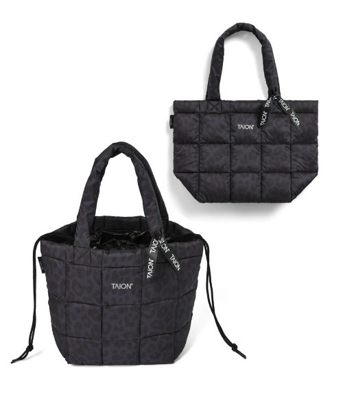 TAION（タイオン）の「【TAION】タイオン BASIC DOWN  SHIRRING TOTEBAG-S TAION-TOTE04A-S（トートバッグ・メンズ・その他1/その他2/その他3/その他4/レオパード/ブラック/その他・ONE SIZE）」の3枚目の写真