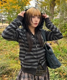 【runningHIGH】STRIPE ZIP UP HOODIE