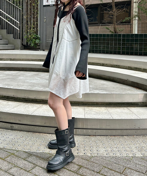 Kastane（カスタネ）の「ボウタイ配色リブニット（ニット/セーター・レディース・グレー/アイボリー/ブラック/レッド/イエロー/ブラック系その他・FREE）」の8枚目の写真