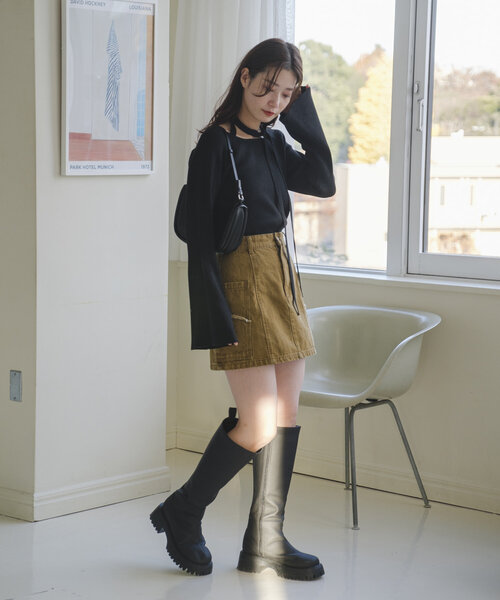 Kastane（カスタネ）の「ボウタイ配色リブニット（ニット/セーター・レディース・グレー/アイボリー/ブラック/レッド/イエロー/ブラック系その他・FREE）」の16枚目の写真