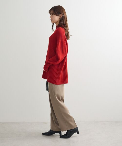 Green　Parks（グリーンパークス）の「洗えるモックネックニットプルオーバー（ニット/セーター・レディース・レッド/パープル/オフホワイト/杢グレー/ライトベージュ/ブラック・FREE）」の15枚目の写真