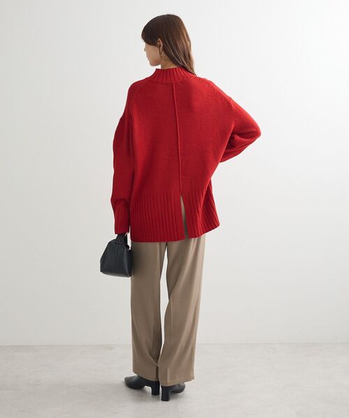 Green　Parks（グリーンパークス）の「洗えるモックネックニットプルオーバー（ニット/セーター・レディース・レッド/パープル/オフホワイト/杢グレー/ライトベージュ/ブラック・FREE）」の16枚目の写真