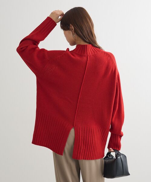 Green　Parks（グリーンパークス）の「洗えるモックネックニットプルオーバー（ニット/セーター・レディース・レッド/パープル/オフホワイト/杢グレー/ライトベージュ/ブラック・FREE）」の20枚目の写真