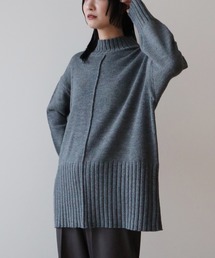 洗えるモックネックニットプルオーバー