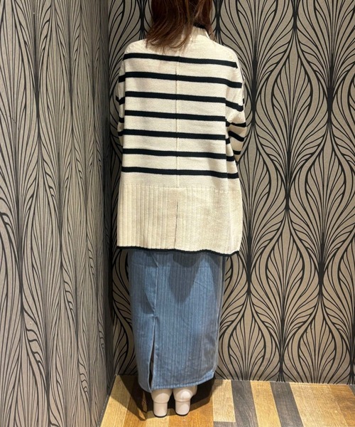 Green　Parks（グリーンパークス）の「洗えるモックネックニットプルオーバー（ニット/セーター・レディース・レッド/パープル/オフホワイト/杢グレー/ライトベージュ/ブラック・FREE）」の12枚目の写真