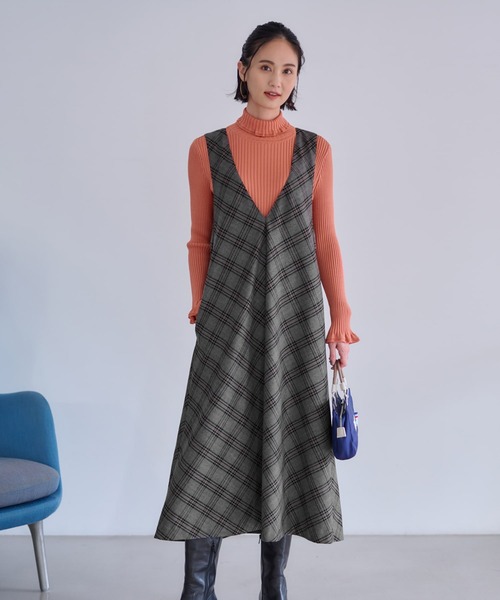 【セール】チェックのジャンパースカート（ワンピース）｜CARA O CRUZ（キャラ・オ・クルス）
