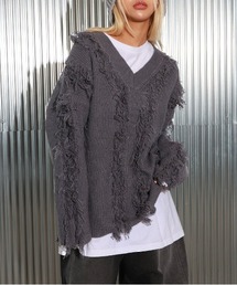 [UNISEX] バルキーフリンジニット