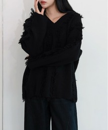 [UNISEX] バルキーフリンジニット